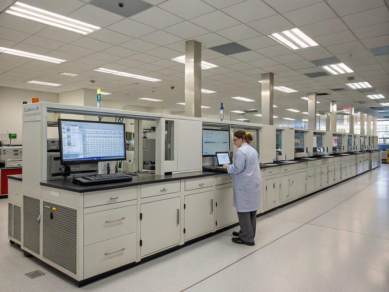 Precision analytical testing equipment in a regulated laboratory