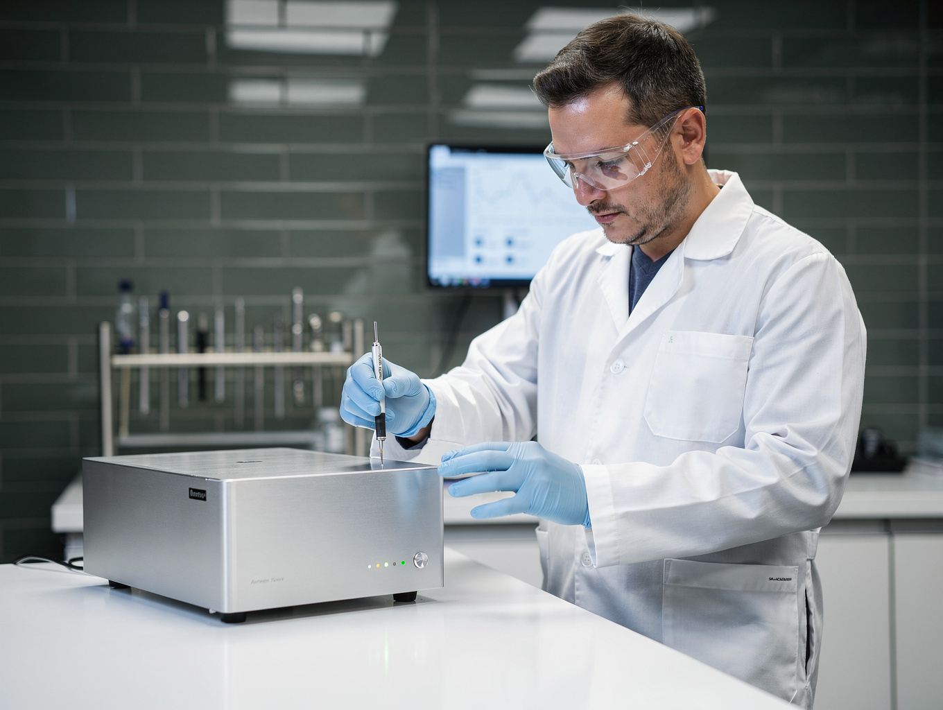 Laboratory technicians undergoing analytical instrument training